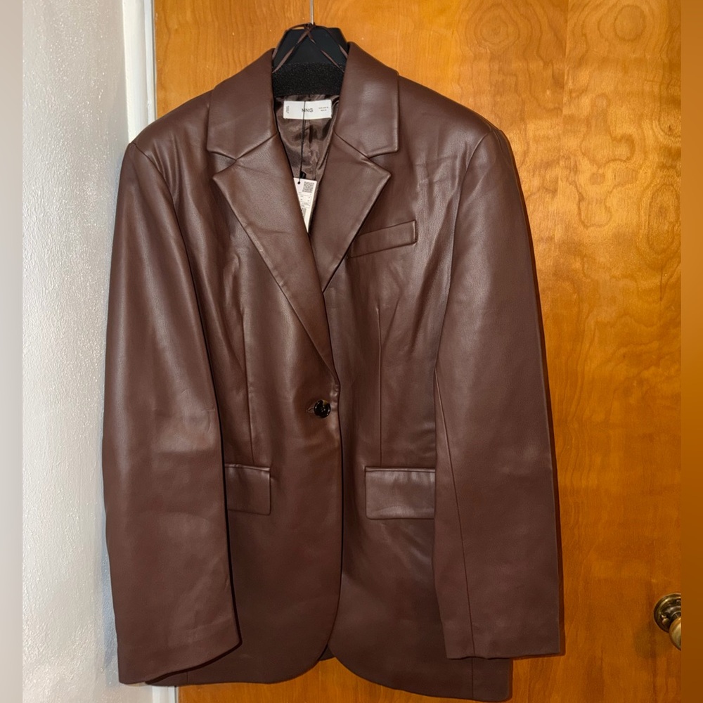 Mango Chestnut Leather Jacket